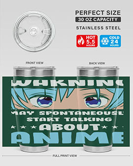 Funny Anime Talk About Anime 229# Tumbler featuring double wall vacuum stainless steel design with vibrant anime graphics.