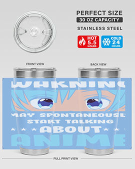 Funny Anime Talk About Anime 229# Tumbler featuring double wall vacuum stainless steel design with vibrant anime graphics.