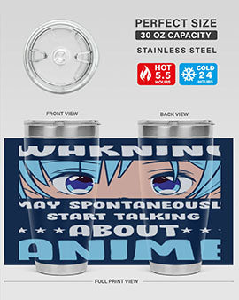 Funny Anime Talk About Anime 229# Tumbler featuring double wall vacuum stainless steel design with vibrant anime graphics.