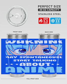 Funny Anime Talk About Anime 229# Tumbler featuring double wall vacuum stainless steel design with vibrant anime graphics.