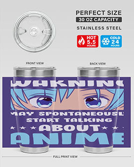 Funny Anime Talk About Anime 229# Tumbler featuring double wall vacuum stainless steel design with vibrant anime graphics.