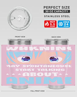 Funny Anime Talk About Anime 229# Tumbler featuring double wall vacuum stainless steel design with vibrant anime graphics.