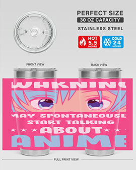Funny Anime Talk About Anime 229# Tumbler featuring double wall vacuum stainless steel design with vibrant anime graphics.