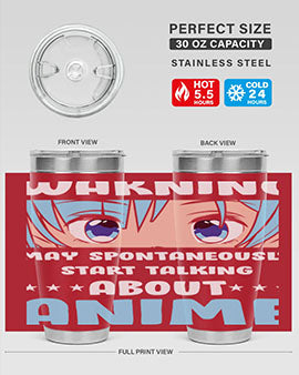 Funny Anime Talk About Anime 229# Tumbler featuring double wall vacuum stainless steel design with vibrant anime graphics.