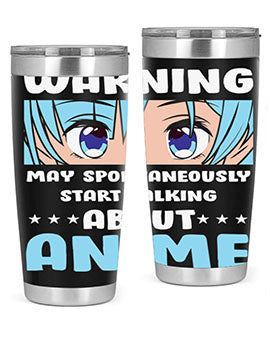 Funny Anime Talk About Anime 229# Tumbler featuring double wall vacuum stainless steel design with vibrant anime graphics.