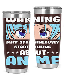 Funny Anime Talk About Anime 229# Tumbler featuring double wall vacuum stainless steel design with vibrant anime graphics.