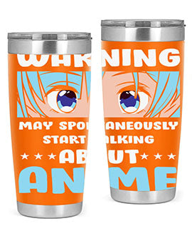 Funny Anime Talk About Anime 229# Tumbler featuring double wall vacuum stainless steel design with vibrant anime graphics.