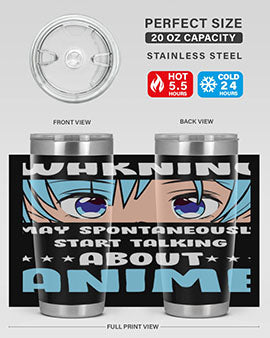Funny Anime Talk About Anime 229# Tumbler featuring double wall vacuum stainless steel design with vibrant anime graphics.