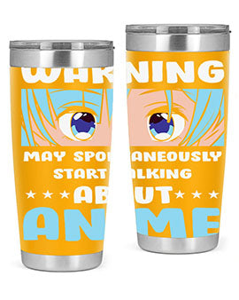 Funny Anime Talk About Anime 229# Tumbler featuring double wall vacuum stainless steel design with vibrant anime graphics.