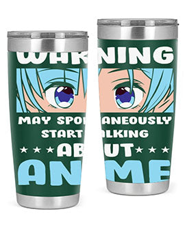 Funny Anime Talk About Anime 229# Tumbler featuring double wall vacuum stainless steel design with vibrant anime graphics.