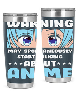 Funny Anime Talk About Anime 229# Tumbler featuring double wall vacuum stainless steel design with vibrant anime graphics.