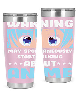 Funny Anime Talk About Anime 229# Tumbler featuring double wall vacuum stainless steel design with vibrant anime graphics.