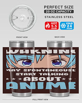 Funny Anime Talk About Anime 229# Tumbler featuring double wall vacuum stainless steel design with vibrant anime graphics.