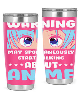 Funny Anime Talk About Anime 229# Tumbler featuring double wall vacuum stainless steel design with vibrant anime graphics.