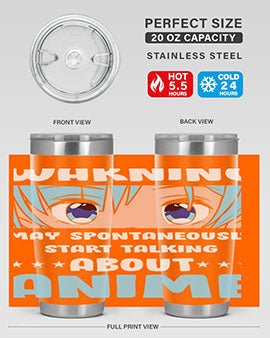 Funny Anime Talk About Anime 229# Tumbler featuring double wall vacuum stainless steel design with vibrant anime graphics.