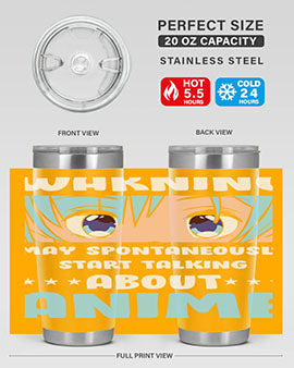 Funny Anime Talk About Anime 229# Tumbler featuring double wall vacuum stainless steel design with vibrant anime graphics.