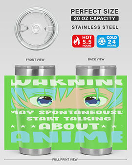Funny Anime Talk About Anime 229# Tumbler featuring double wall vacuum stainless steel design with vibrant anime graphics.