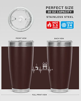 Funny Coffee Lover Night Owl Tumblers in 20oz and 30oz sizes, showcasing double wall vacuum stainless steel design with humorous print.