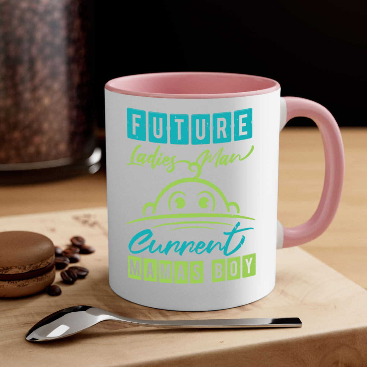 Future Ladies Man Style 41# Mug with colorful handle and glossy finish, available in multiple colors and sizes.