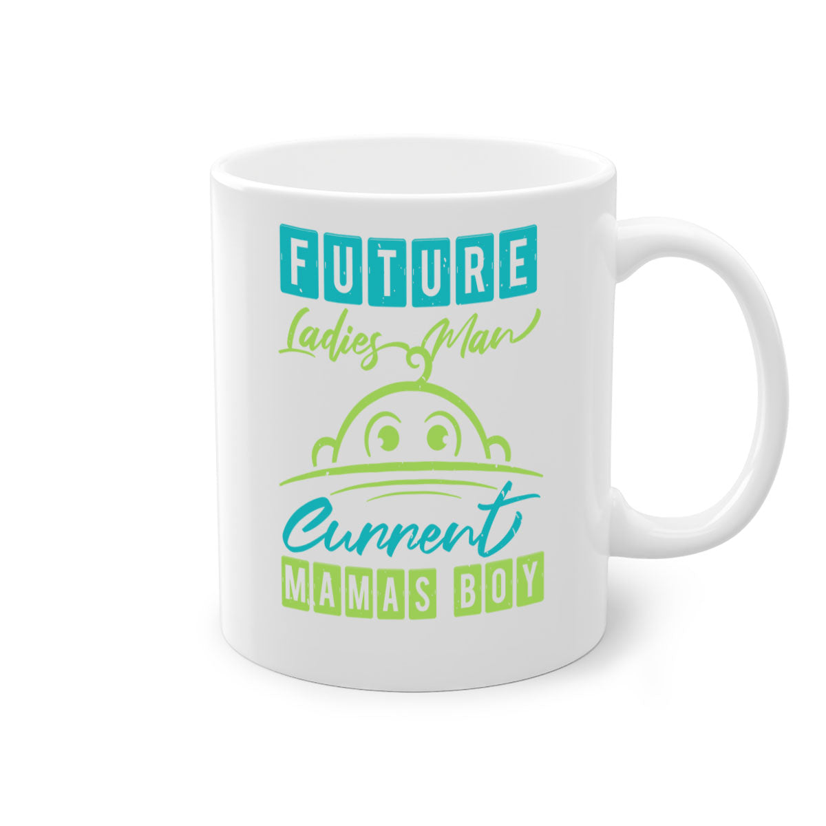 Future Ladies Man Style 41# Mug with colorful handle and glossy finish, available in multiple colors and sizes.
