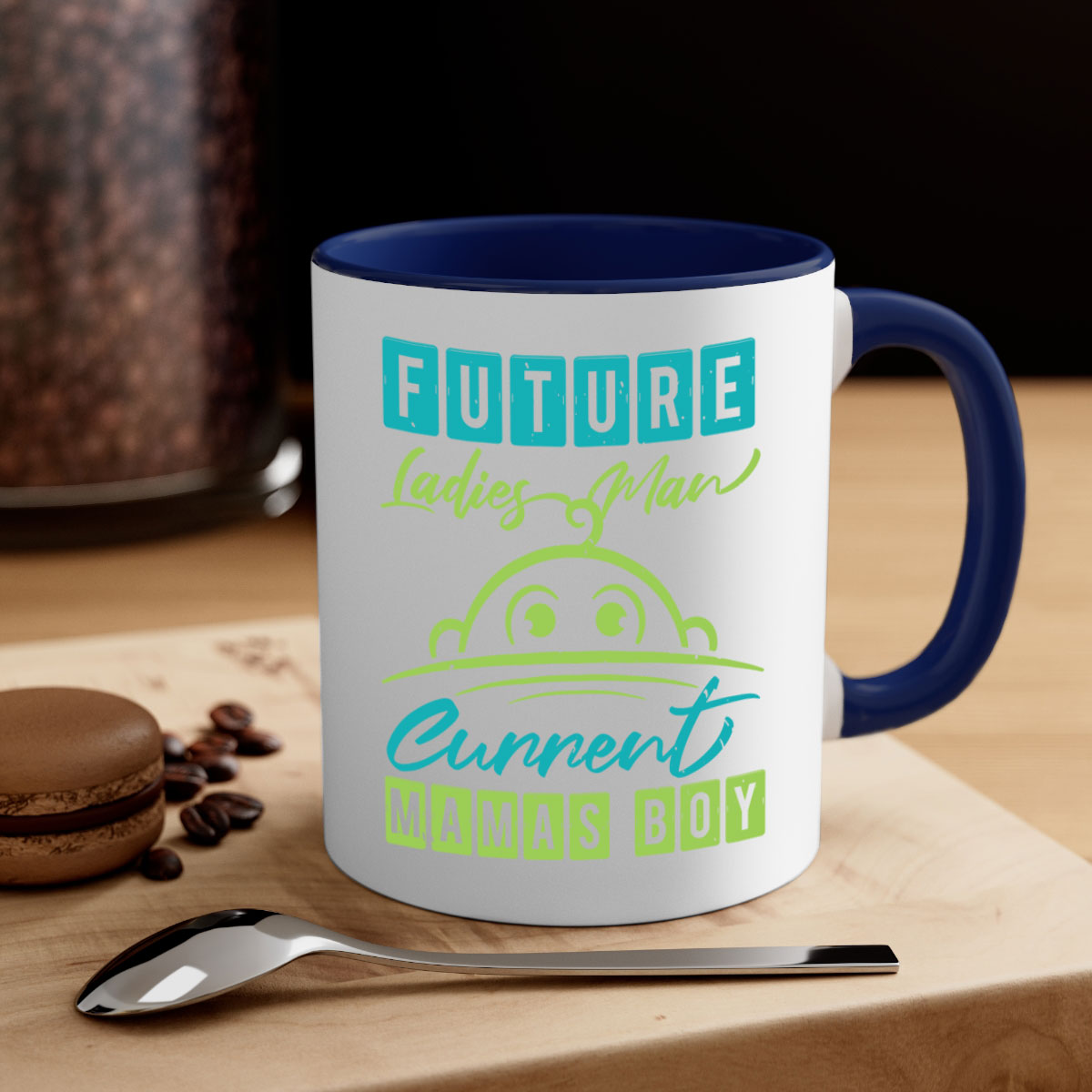 Future Ladies Man Style 41# Mug with colorful handle and glossy finish, available in multiple colors and sizes.