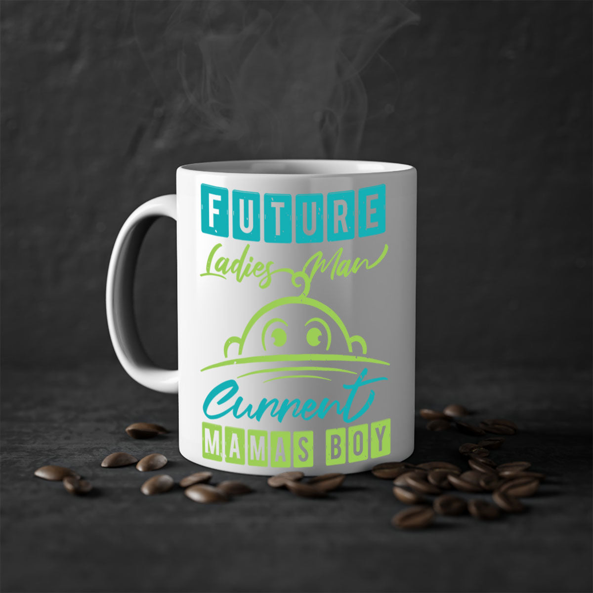 Future Ladies Man Style 41# Mug with colorful handle and glossy finish, available in multiple colors and sizes.