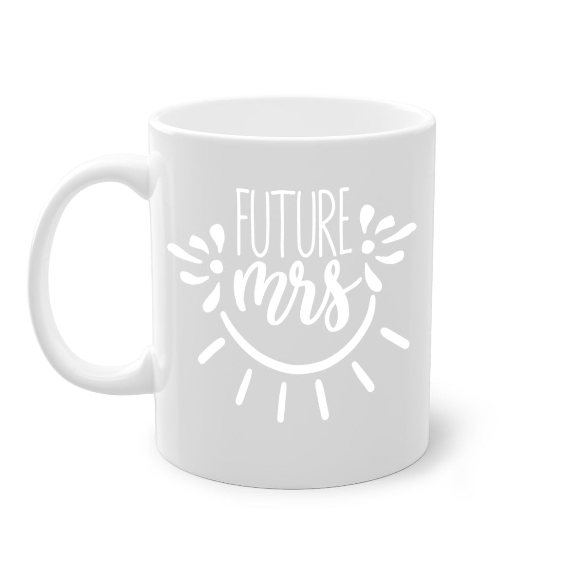 Future Mrs 40# Mug with colored handle and glossy finish, available in multiple colors and sizes.