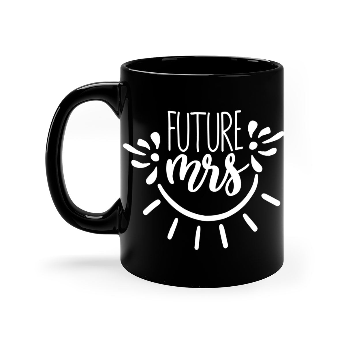 Future Mrs 40# Mug with colored handle and glossy finish, available in multiple colors and sizes.