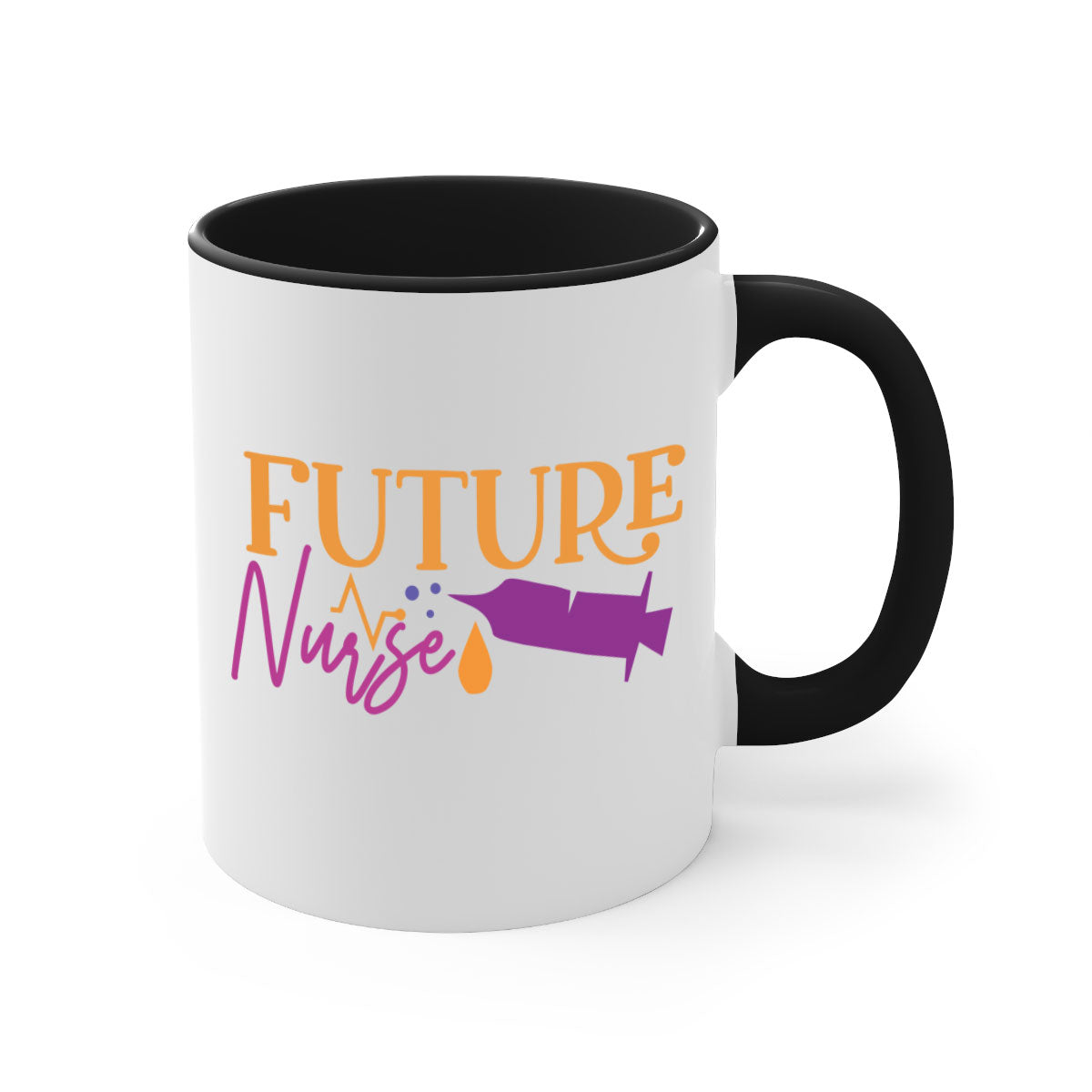 Future Nurse Style 382# Mug with a glossy finish, featuring a colored handle and interior, available in multiple colors and sizes.