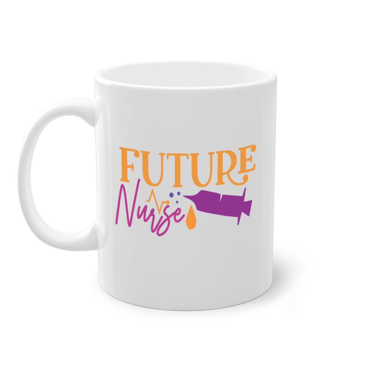 Future Nurse Style 382# Mug with a glossy finish, featuring a colored handle and interior, available in multiple colors and sizes.