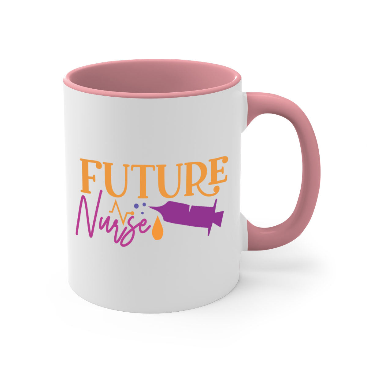 Future Nurse Style 382# Mug with a glossy finish, featuring a colored handle and interior, available in multiple colors and sizes.