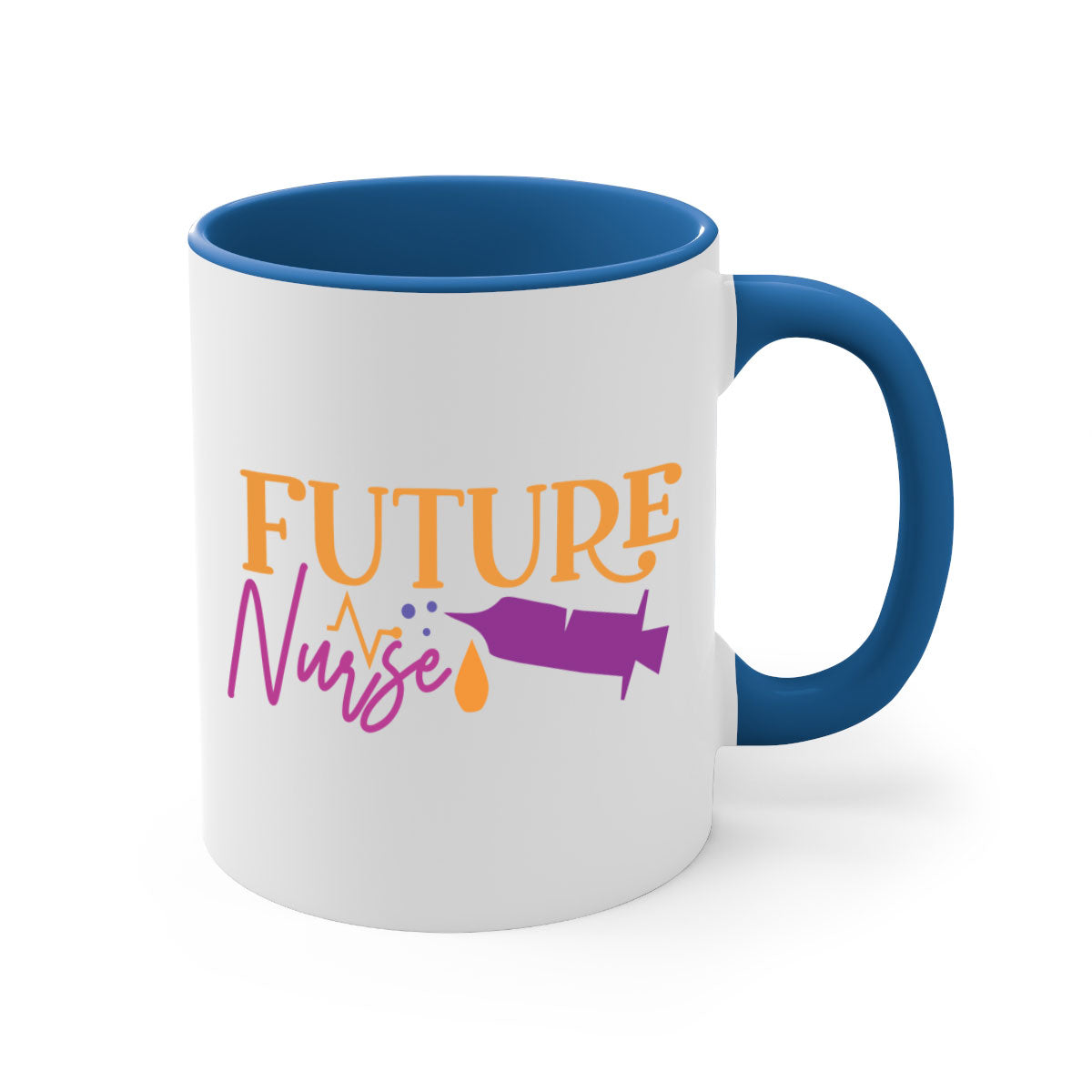 Future Nurse Style 382# Mug with a glossy finish, featuring a colored handle and interior, available in multiple colors and sizes.