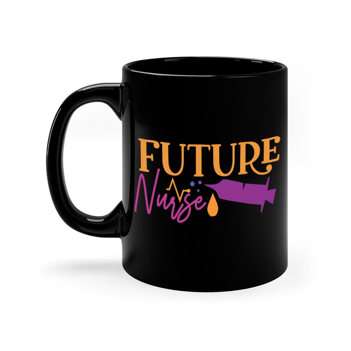 Future Nurse Style 382# Mug with a glossy finish, featuring a colored handle and interior, available in multiple colors and sizes.