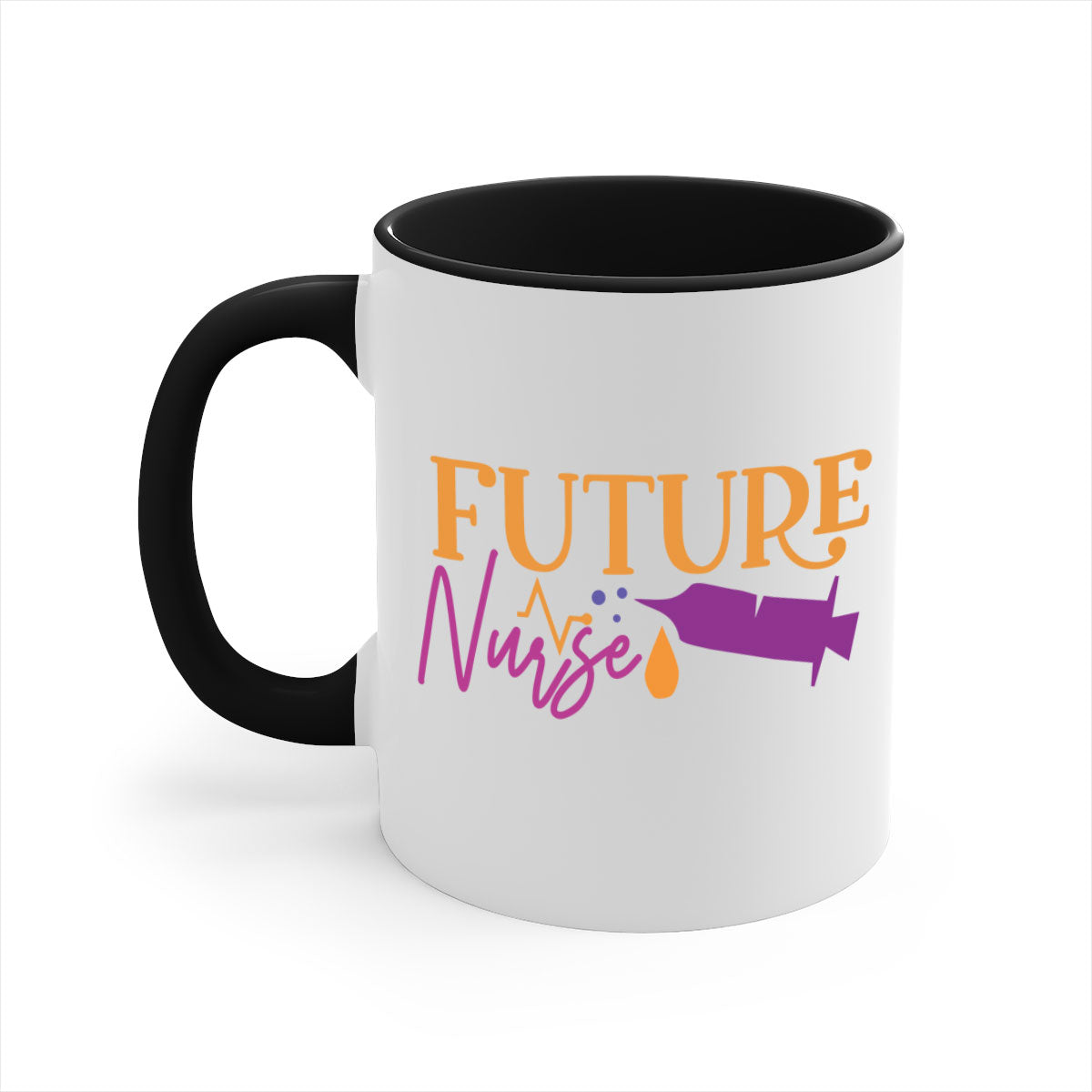 Future Nurse Style 382# Mug with a glossy finish, featuring a colored handle and interior, available in multiple colors and sizes.