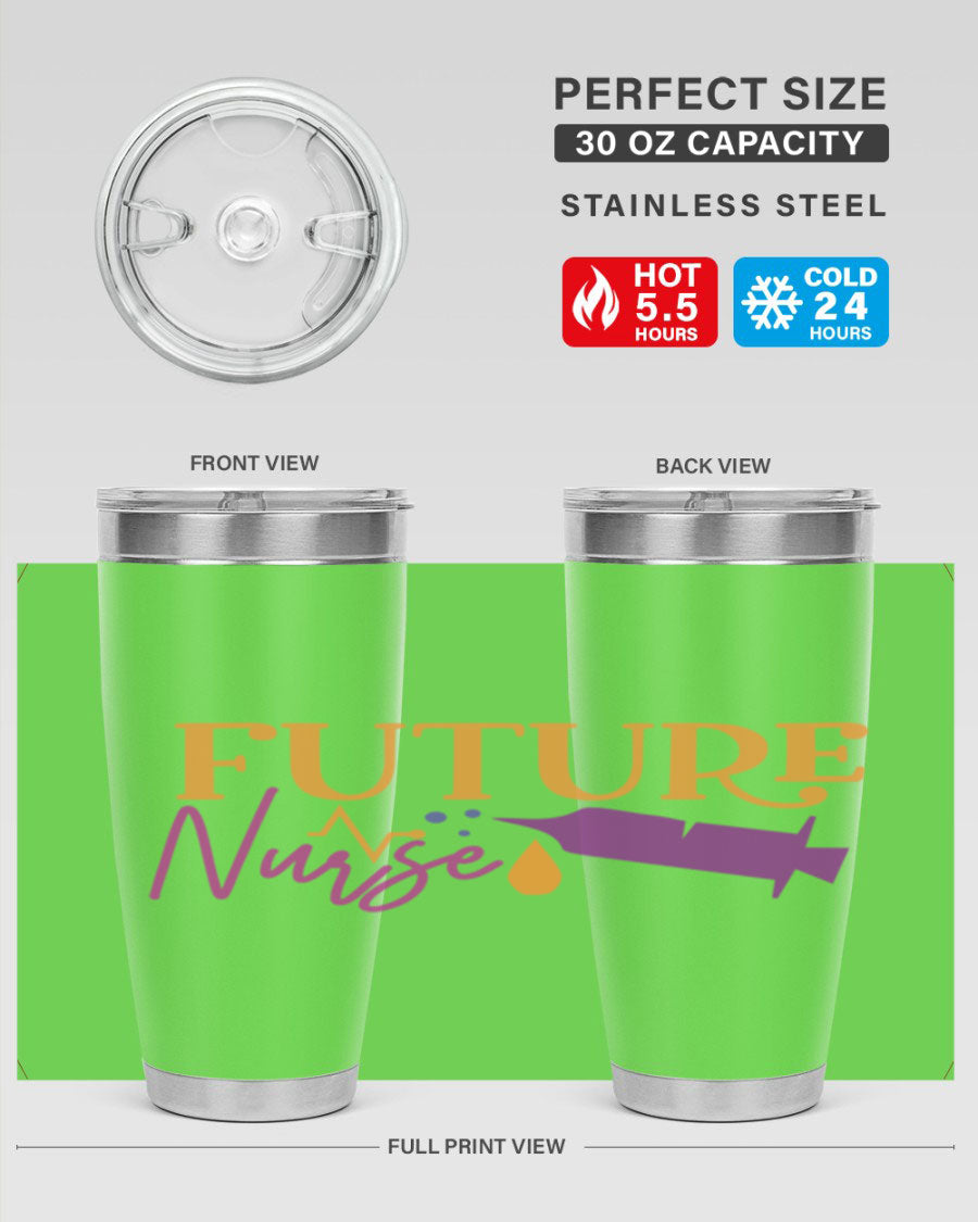 Future Nurse Style 183# tumbler in stainless steel with a vibrant design, available in 20oz and 30oz sizes.