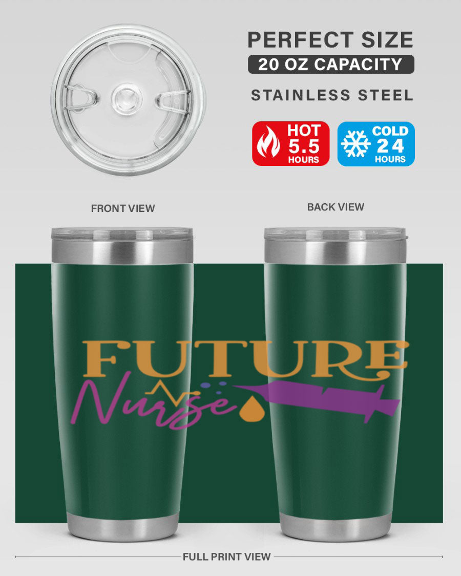 Future Nurse Style 183# tumbler in stainless steel with a vibrant design, available in 20oz and 30oz sizes.
