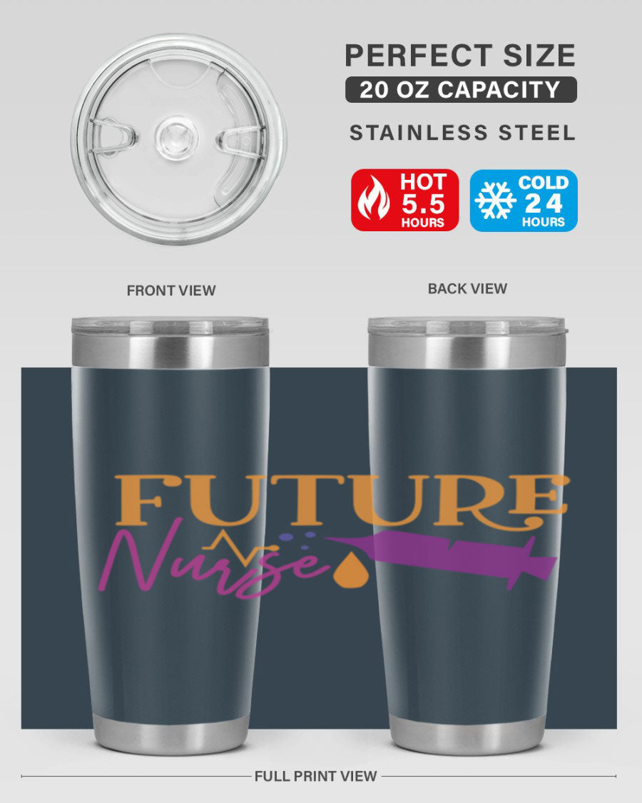 Future Nurse Style 183# tumbler in stainless steel with a vibrant design, available in 20oz and 30oz sizes.