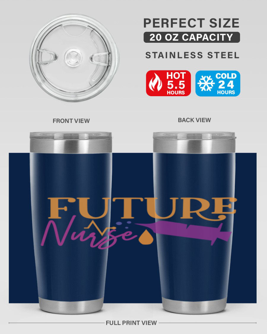 Future Nurse Style 183# tumbler in stainless steel with a vibrant design, available in 20oz and 30oz sizes.