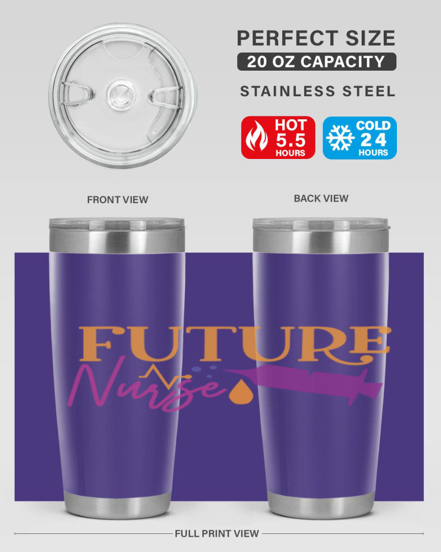 Future Nurse Style 183# tumbler in stainless steel with a vibrant design, available in 20oz and 30oz sizes.