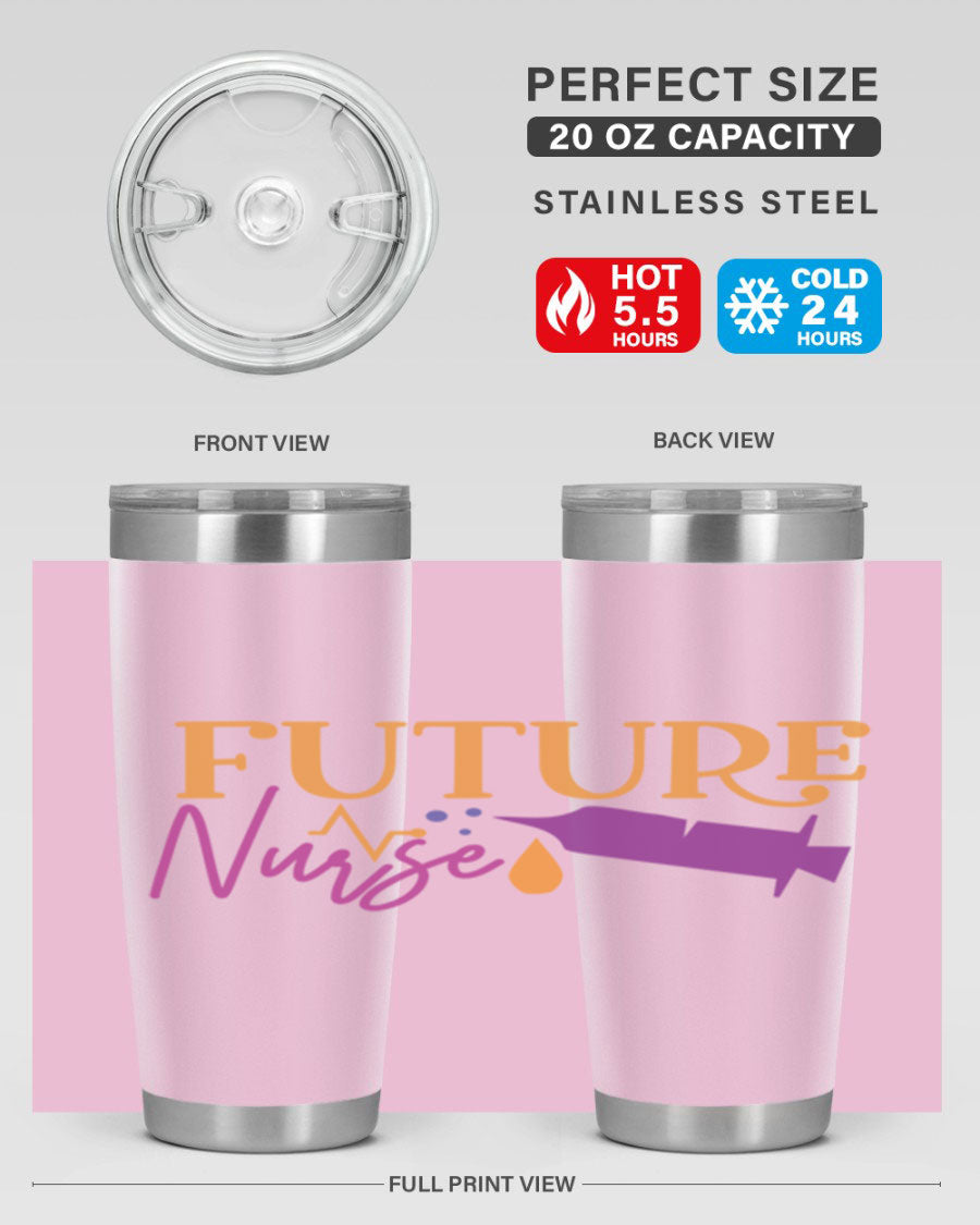 Future Nurse Style 183# tumbler in stainless steel with a vibrant design, available in 20oz and 30oz sizes.