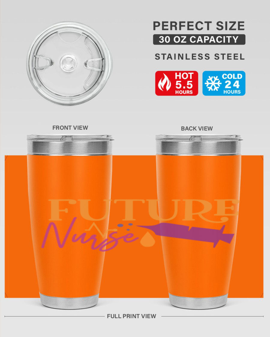 Future Nurse Style 183# tumbler in stainless steel with a vibrant design, available in 20oz and 30oz sizes.