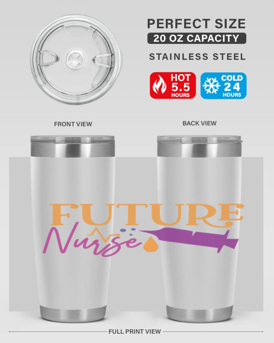 Future Nurse Style 183# tumbler in stainless steel with a vibrant design, available in 20oz and 30oz sizes.