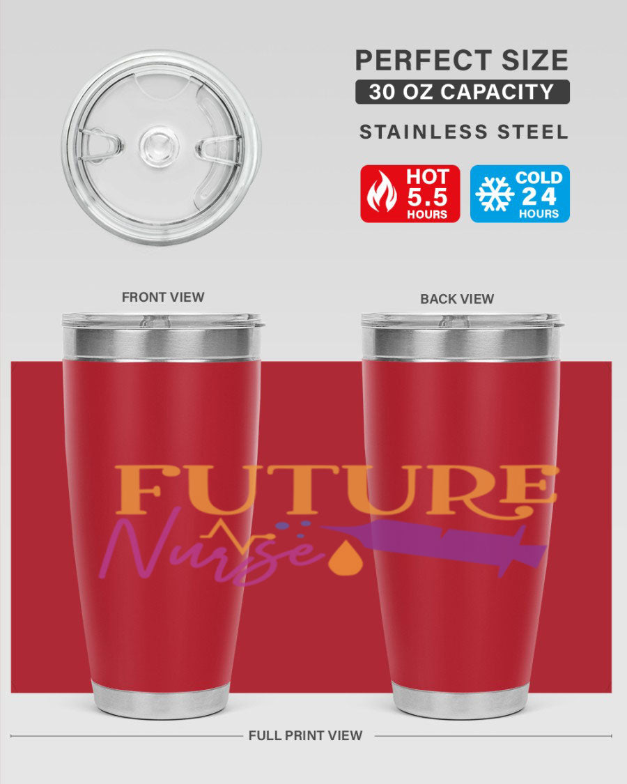 Future Nurse Style 183# tumbler in stainless steel with a vibrant design, available in 20oz and 30oz sizes.
