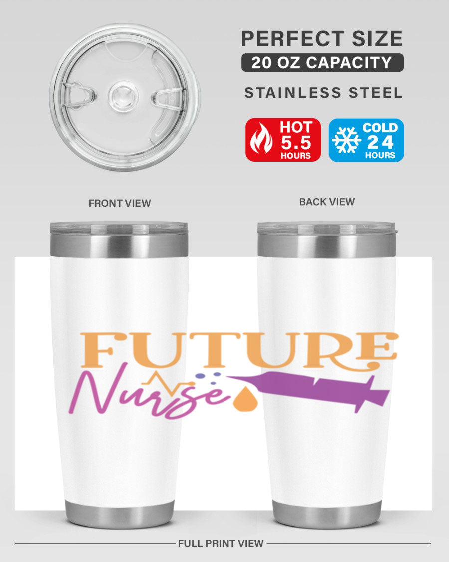 Future Nurse Style 183# tumbler in stainless steel with a vibrant design, available in 20oz and 30oz sizes.
