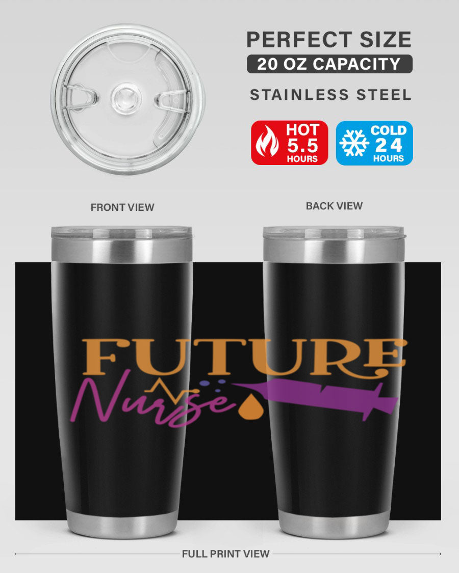 Future Nurse Style 183# tumbler in stainless steel with a vibrant design, available in 20oz and 30oz sizes.