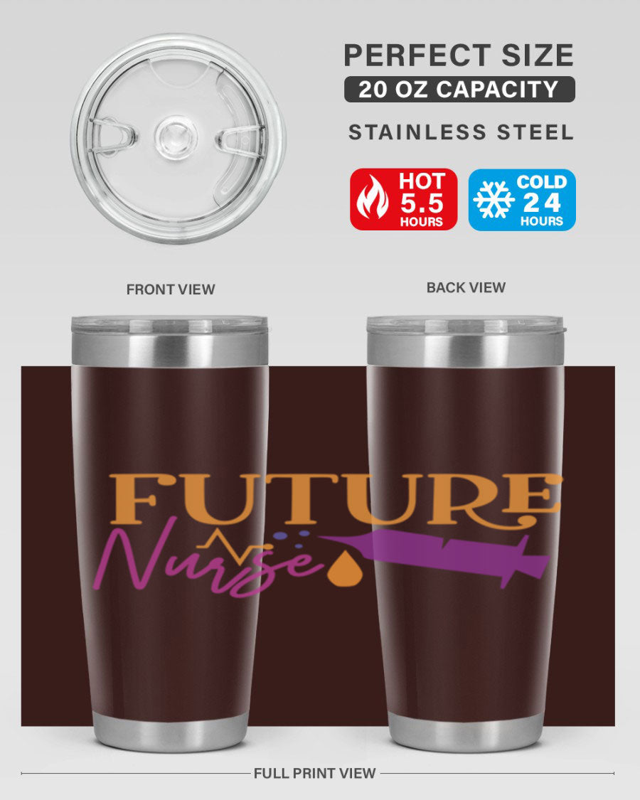 Future Nurse Style 183# tumbler in stainless steel with a vibrant design, available in 20oz and 30oz sizes.