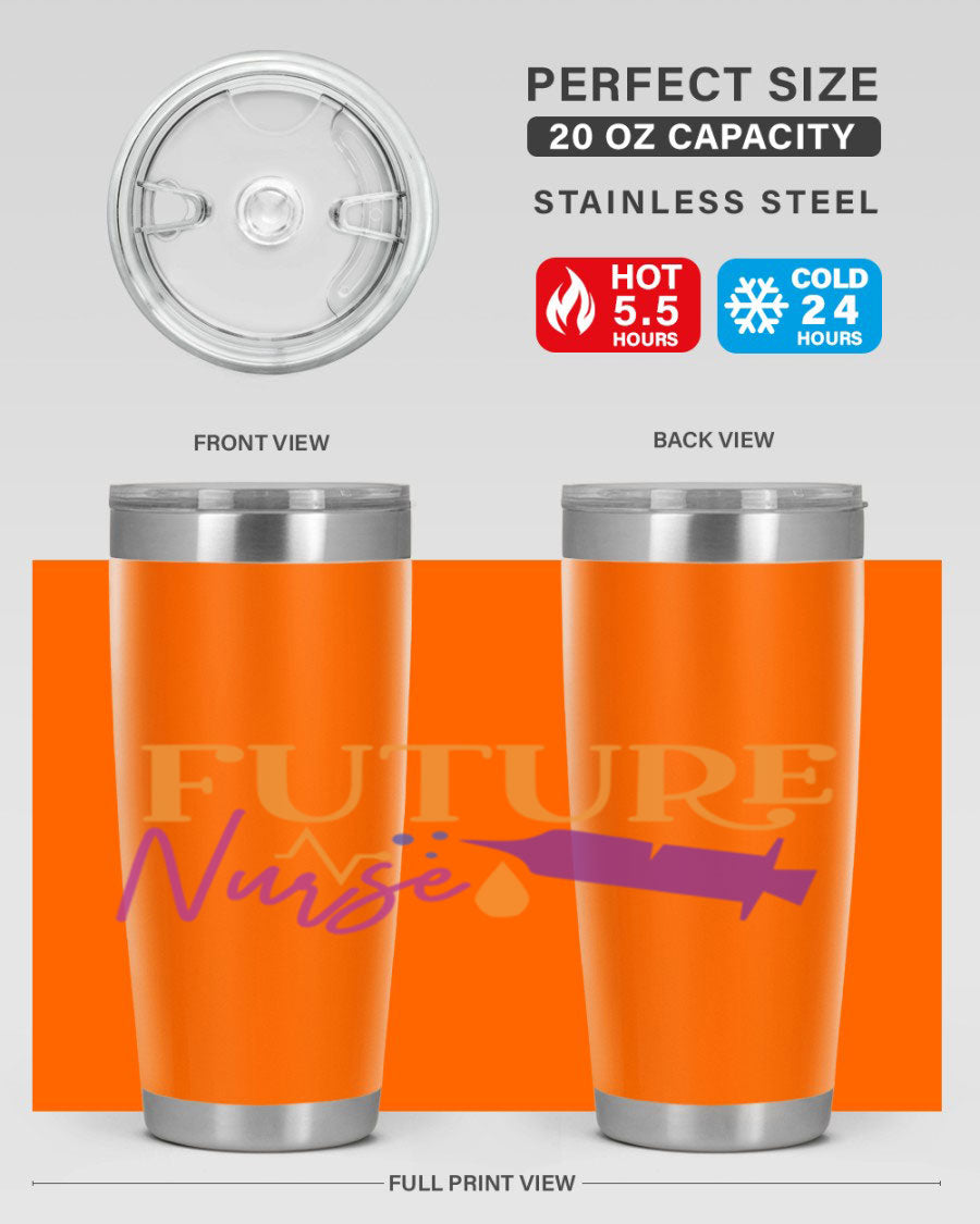 Future Nurse Style 183# tumbler in stainless steel with a vibrant design, available in 20oz and 30oz sizes.