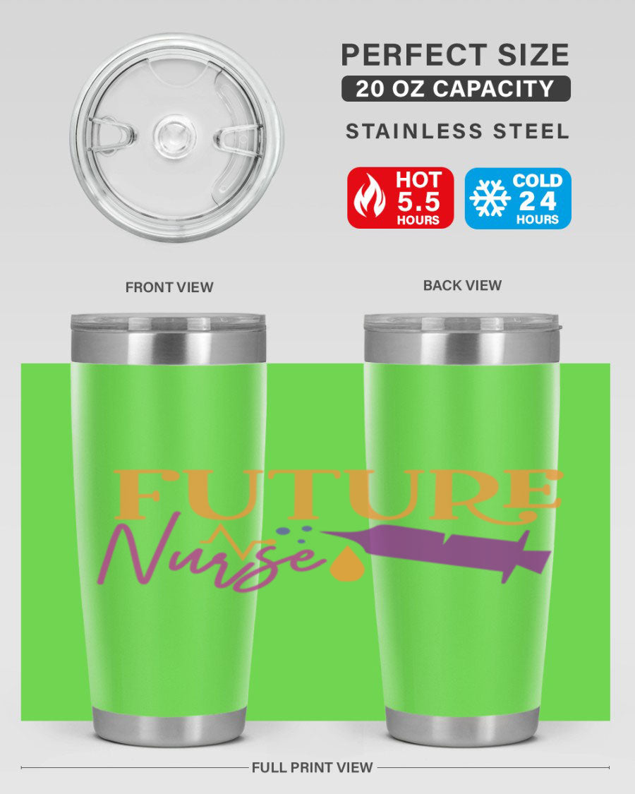 Future Nurse Style 183# tumbler in stainless steel with a vibrant design, available in 20oz and 30oz sizes.