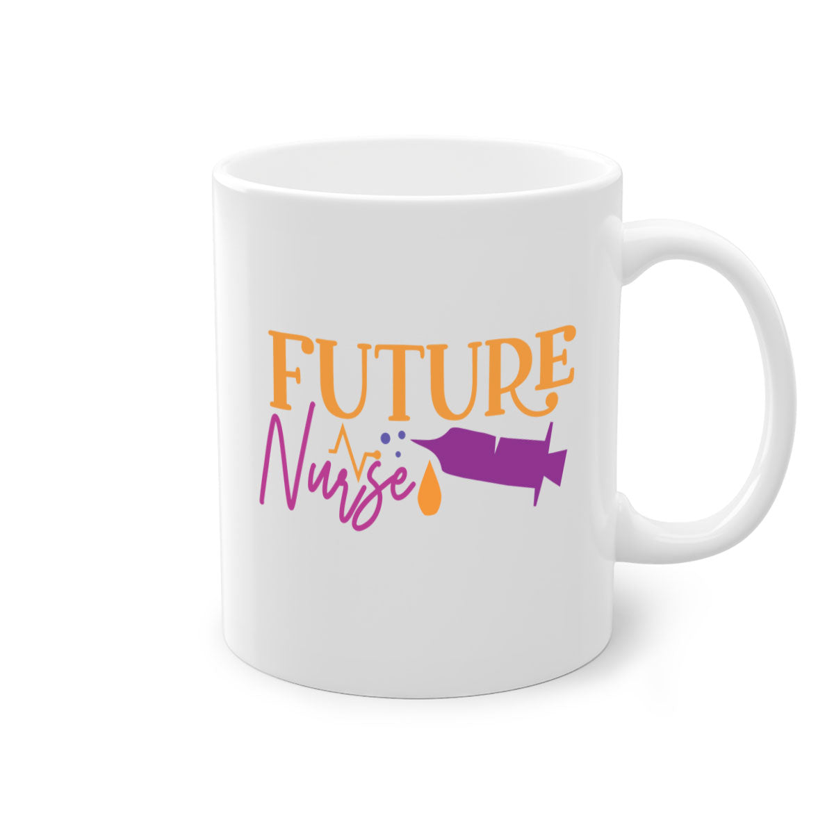 Future Nurse Style 183# Mug with colorful handle and glossy finish, available in multiple colors and sizes.