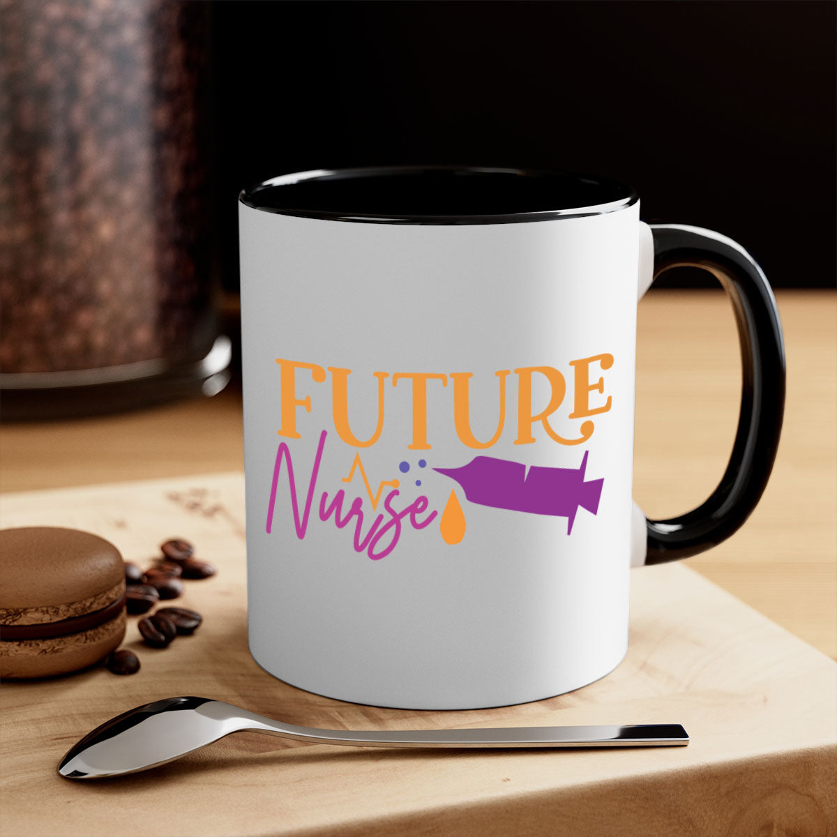 Future Nurse Style 183# Mug with colorful handle and glossy finish, available in multiple colors and sizes.